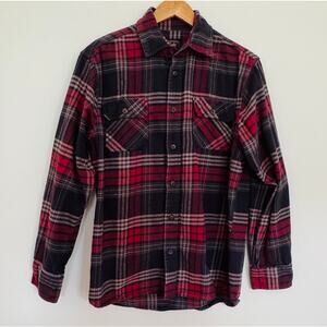 Jachs Mens Heritage Flannel Heavyweight Red Plaid Button Up Long Sleeve Shirt M